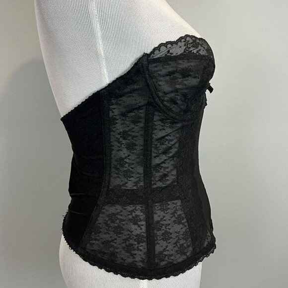 Vintage Warner Merry Widow Anemone Black Floral Sheer Corset 34B - Picture 5 of 16